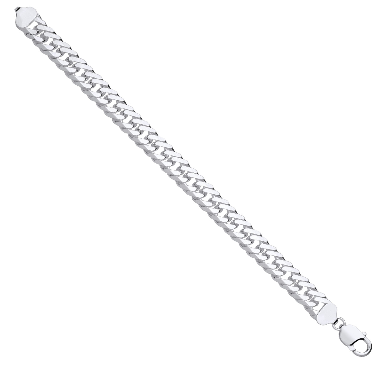 Silver 11mm Double Curb Gents Bracelet – 8.7”