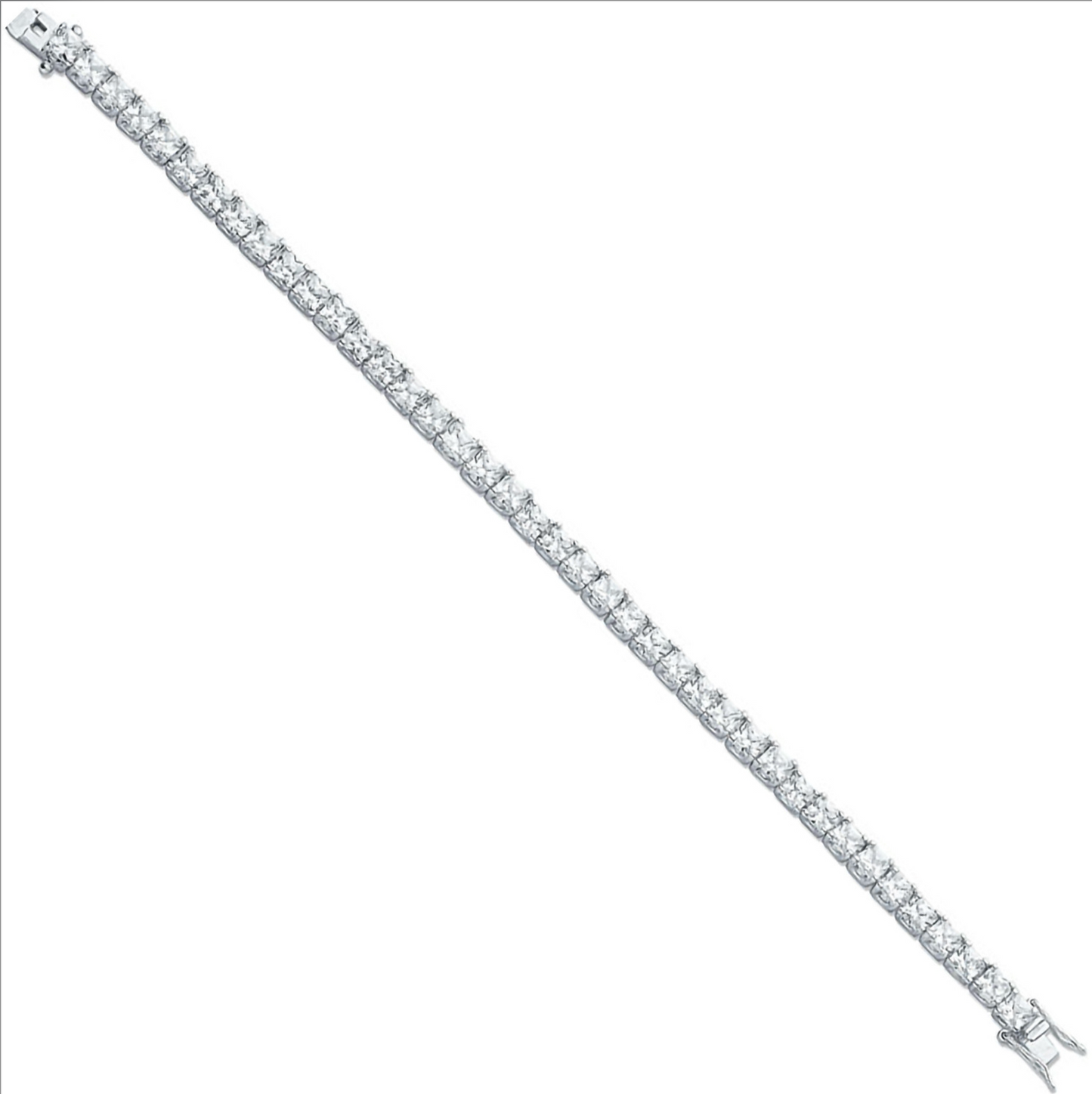 Silver 4.3mm Princess Cut CZ Tennis Bracelet