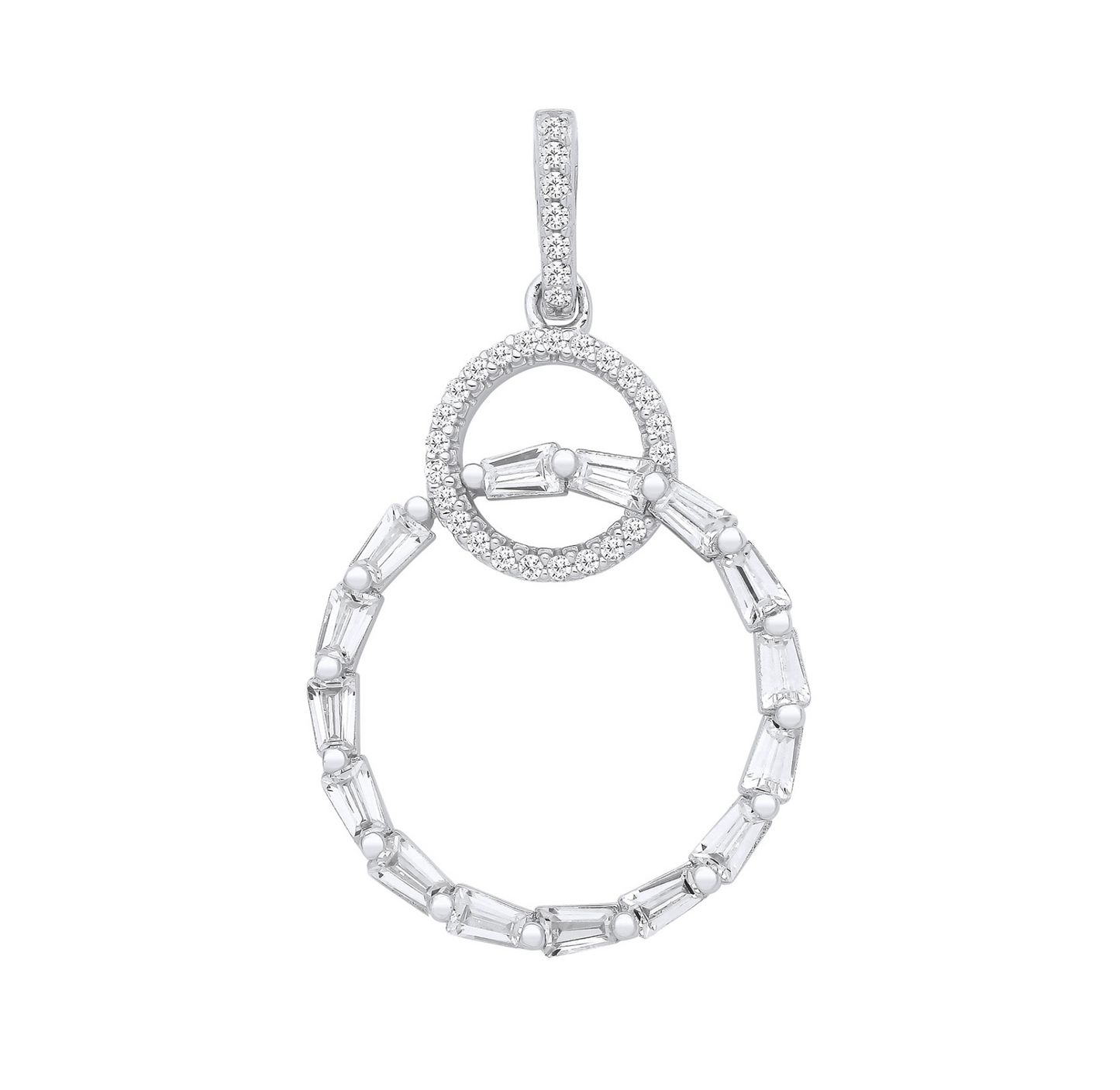 Silver Entwined Circles Drop Pendant