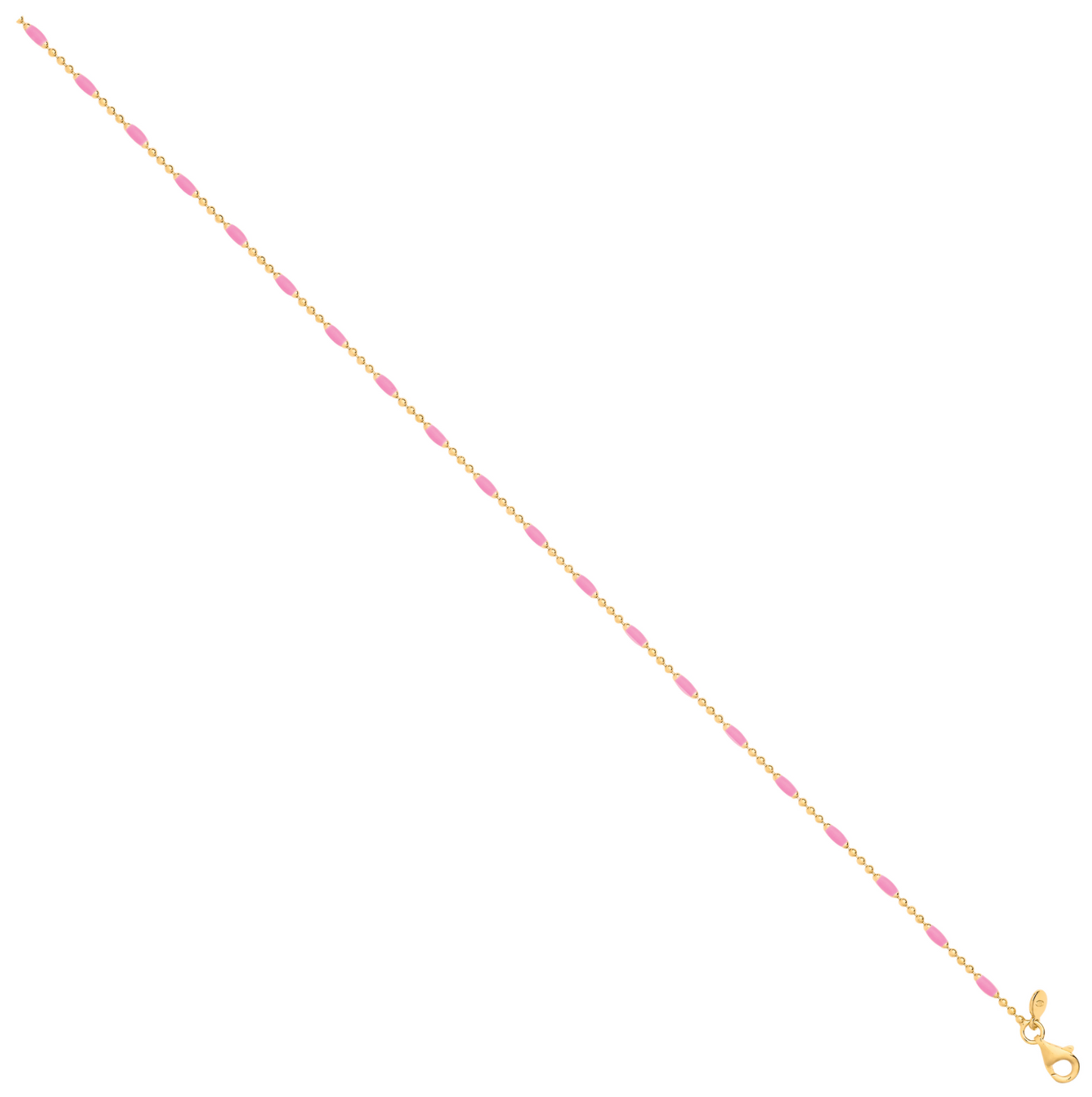 Silver YG Plated Pink Enamel Anklet – 10"