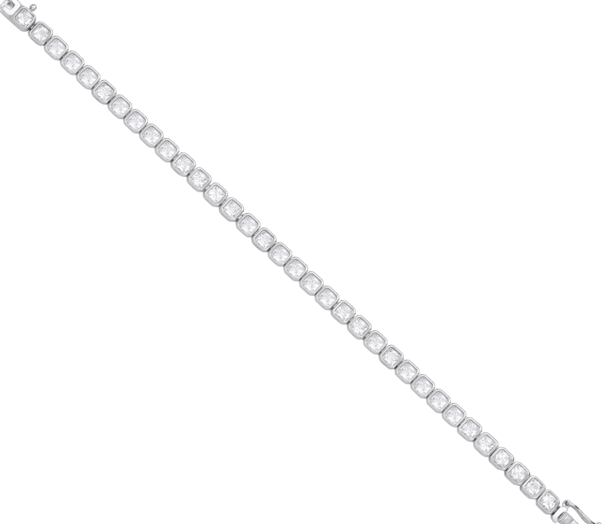 Silver Princess Cut Rubover Tennis Bracelet