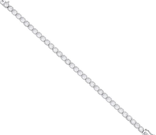 Silver Princess Cut Rubover Tennis Bracelet
