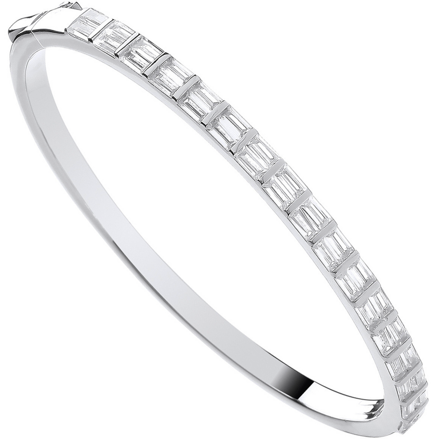 Silver Baguette CZ Ladies Bangle