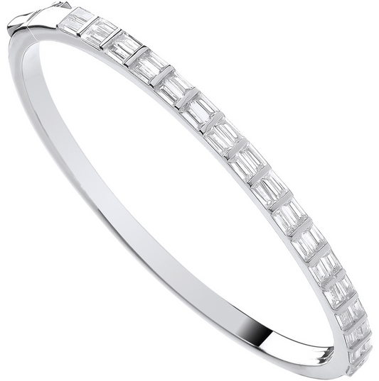 Silver Baguette CZ Ladies Bangle