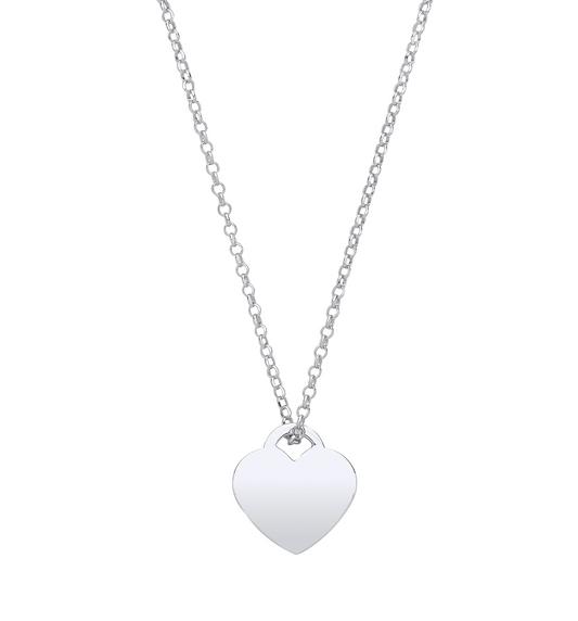Silver Plain Heart Pendant Necklace (16")