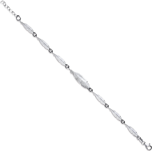 Silver Feather Ladies Bracelet