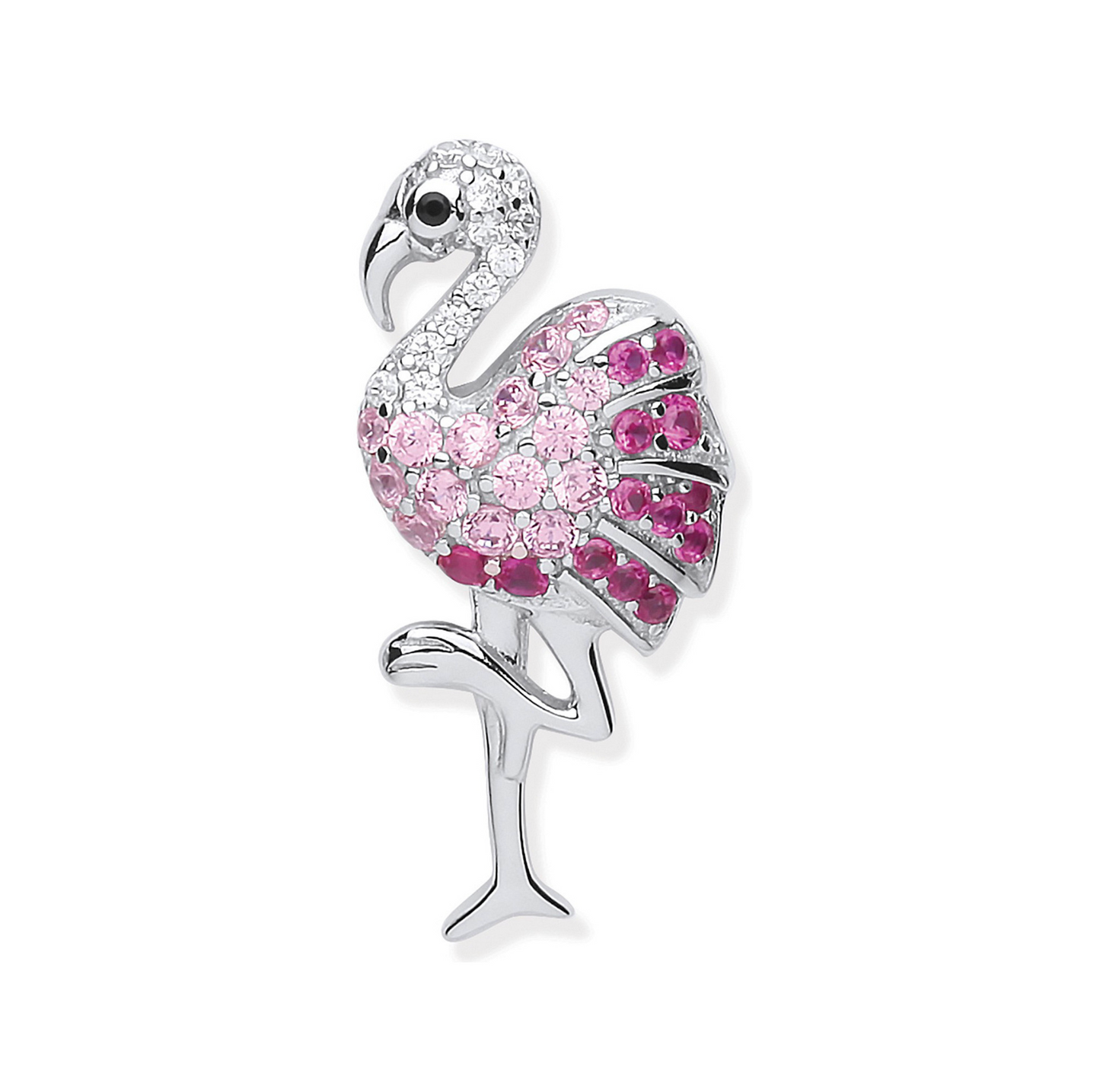 Silver CZ Flamingo Drop Pendant
