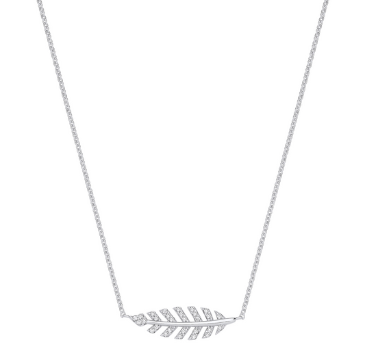 Silver CZ Feather Necklace