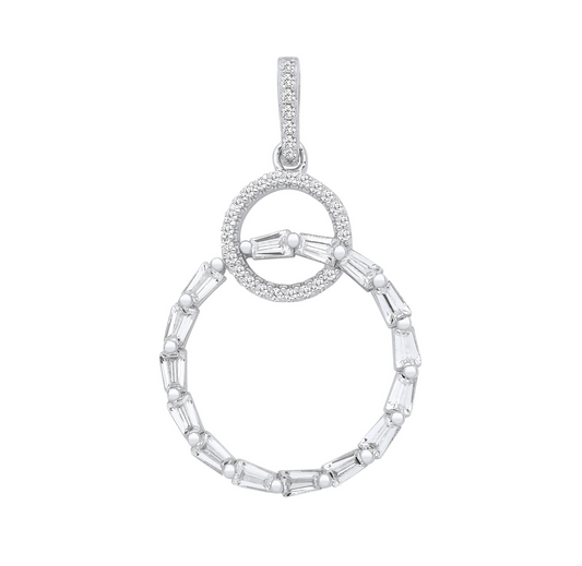 Silver Entwined Circles Drop Pendant