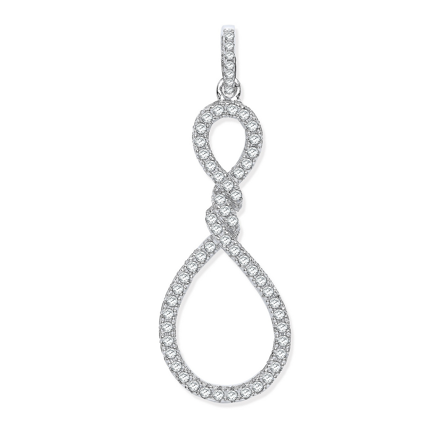 Silver Teardrop Twist CZ Pendant
