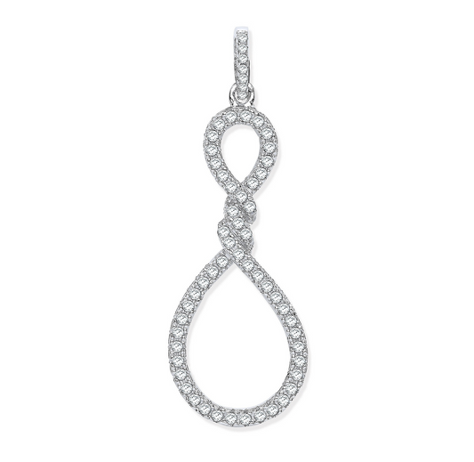 Silver Teardrop Twist CZ Pendant