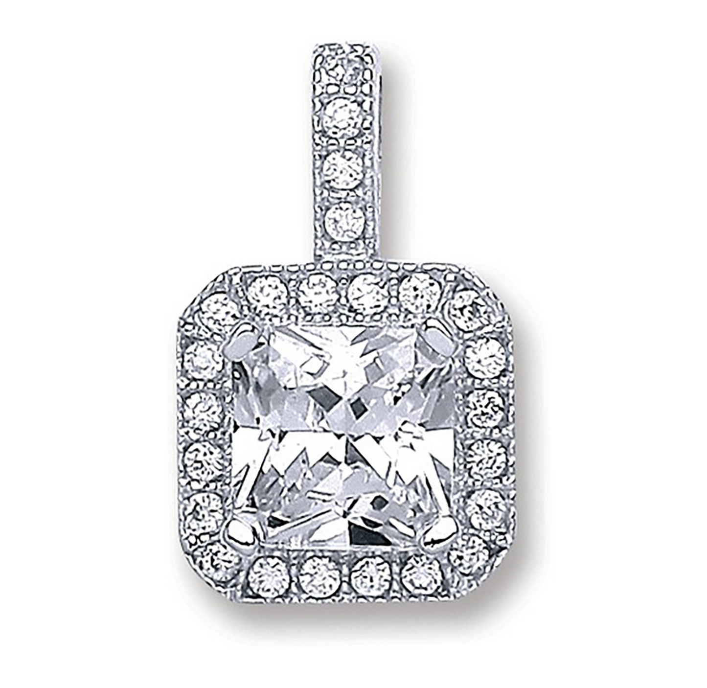 Silver Square CZ Pendant