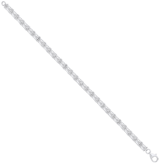 Silver Emerald Cut CZ Tennis Bracelet